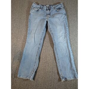 Levi's 505 Straight Leg Jeans Women's Size 14S Medium Wash Distressed Hem